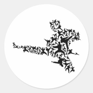 Karate Martial Arts Vliegende Trap Boksen Kickboks Ronde Sticker
