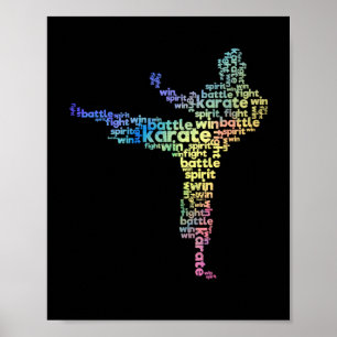 karate martial arts word wolk okinawan japans poster