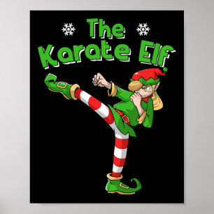 Karate Meisje Elf Vechtkunst Kerstmis Poster