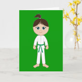 Karate meisje gefeliciteerd Green Belt Kaart (Gele Bloem)