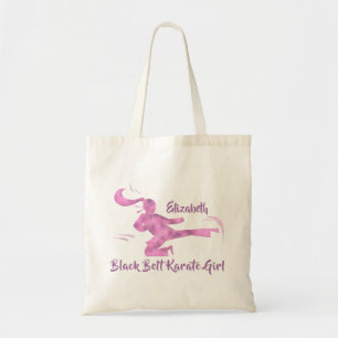 Karate Meisje Silhouet Martial Art Moderne Canvas Tote Bag