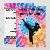 Karate Meisje Verjaardagsfeestje Stropdas-Dye Rege Kaart (Voorkant / Achterkant)