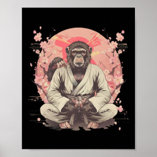 Karate Monkey Jiu-jitsu Mma Vechtsport Sakura Ki Poster