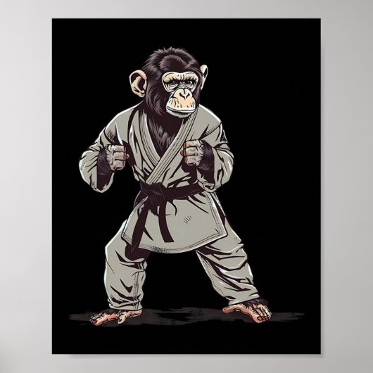 Karate Monkey Kickboksen Judo Jiu-jitsu Mma Martia Poster (Voorkant)