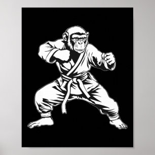 Karate Monkey Taekwondo Kickboksen Mma Judo Monkey Poster