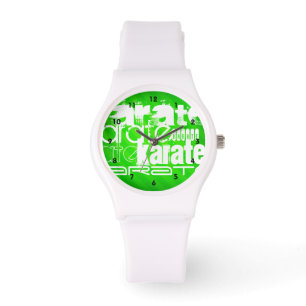 Karate Neon Green Stripes Horloge