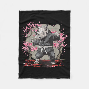 Karate Neushoorn Dier Mma Taekwondo Vechtkunst Fleece Deken