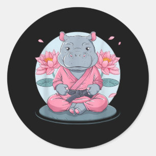 Karate Nijlpaard Dier MMA Taekwondo Vechtkunst Ronde Sticker