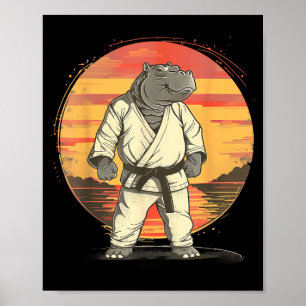 Karate Nijlpaard Motief Taekwondo Jiu-Jitsu MMA Poster