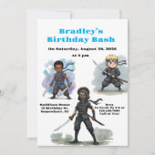 Karate Ninja Boy's Verjaardag Bash Kaart (Voorkant)