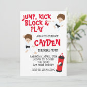 Karate Ninja Invitation d'anniversaire rouge et no (Debout devant)
