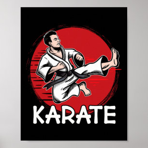 Karate ontwerp man die sprongtrap doet voor Karate Poster