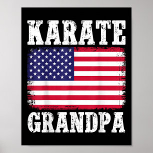 Karate Opa Patriottische Vlag van de Verenigde Sta Poster