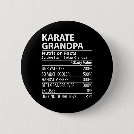 Karate Opa Voedingsfeiten Grappig Karate Opa Ronde Button 5,7 Cm (Voorkant)