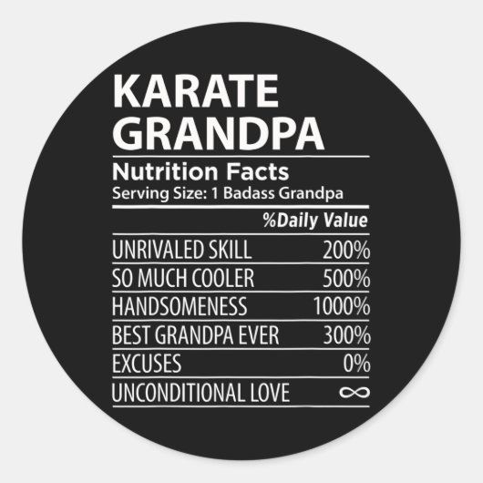 Karate Opa Voedingsfeiten Grappig Karate Opa Ronde Sticker (Voorkant)