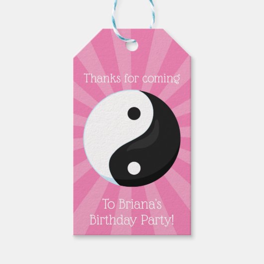 Karate Party Favor Pink Gift Labels Cadeaulabel (Voorkant)