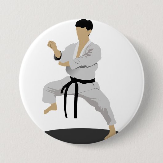 Karate Pose Knop Ronde Button 7,6 Cm (Voorkant)