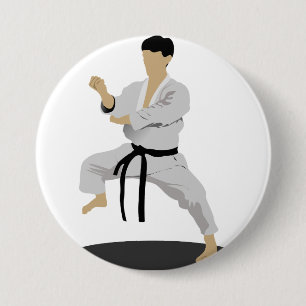 Karate Pose Knop Ronde Button 7,6 Cm