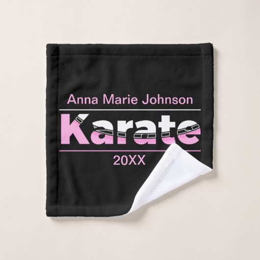 Karate rose Arts martiaux Typographie moderne (Gant de toilette)