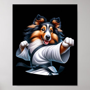 Karate Shetland Sheepdog Funny Humor Dierenvriende Poster