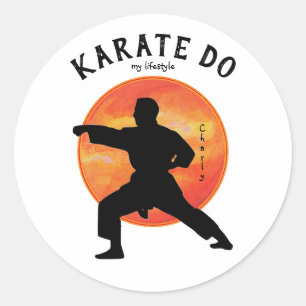 Karate Silhouette Japan Martial Arts Rising Sun Ronde Sticker