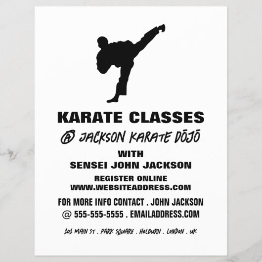 Karate Silhouette, Karate Class Adverteren Flyer (Voorkant)