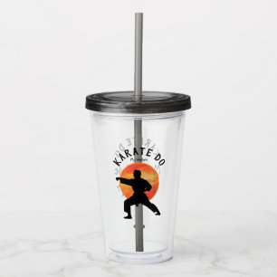 Karate Silhouette Name Specialized Modern Black Acryl Drinkbeker