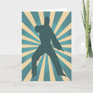 Karate Silhouette w / Sunburst Verjaardag Kaart