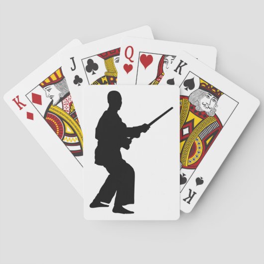 Karate Silhouette Weapon Stance Pokerkaarten (Achterkant)