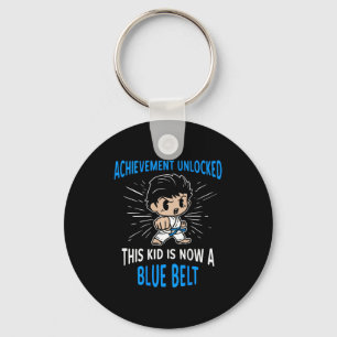 Karate T-shirt Cadeau voor Kinderen Blauw Lint Ond Sleutelhanger