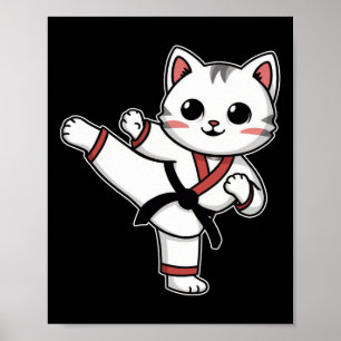 Karate Taekwondo Grappige Kat Jiu Jitsu Vrouwen Me Poster