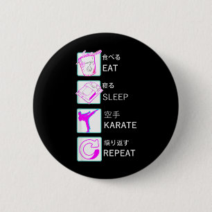 Karate Taekwondo Ju-Jutsu Kung-Fu ETEN Slapen Kara Ronde Button 5,7 Cm