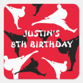 Karate thème enfant autocollants fête d'anniversai (Devant)