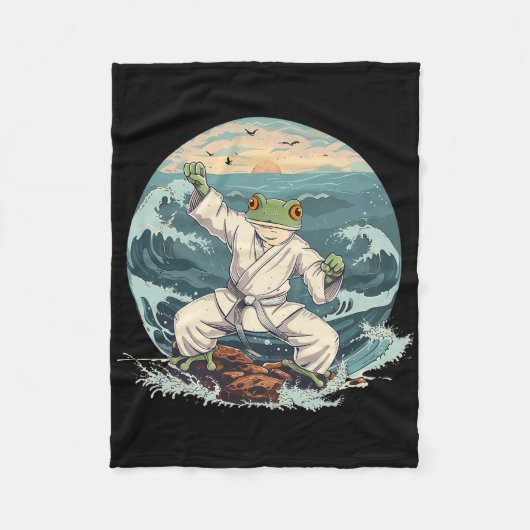 Karate Toad Taekwondo Beach Sunset Martial Arts To Fleece Deken (Voorkant)