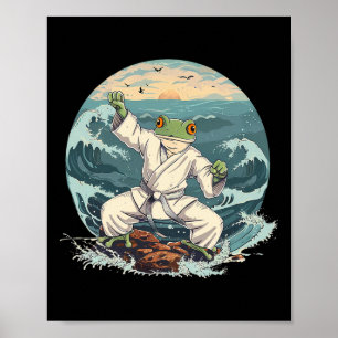 Karate Toad Taekwondo Strand Zonsondergang Vechtku Poster