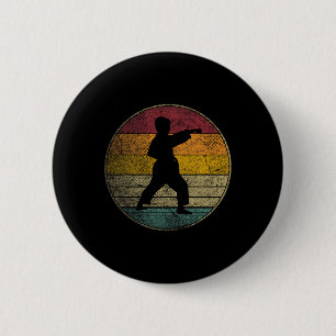 Karate  Verdrukte Retro Silhouette 70s 80s Ronde Button 5,7 Cm