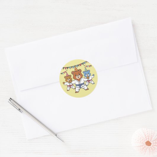 Karate Verjaardag Ronde Sticker (Envelop)