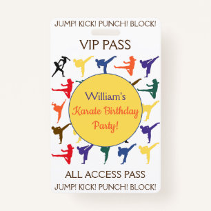 Karate Verjaardagsfeestje VIP All Access Pass Badge