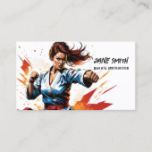 Karate Vrouw Instructeur Visitekaartje (Voorkant)