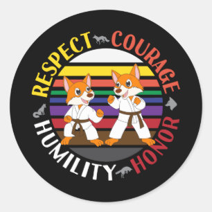 Karate Waarden - Leuke sparring Fox Silhouetten Ronde Sticker