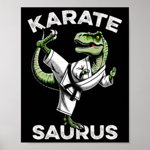 Karatesaurus T-rex Karate Dino Grappige Dinosaurus Poster