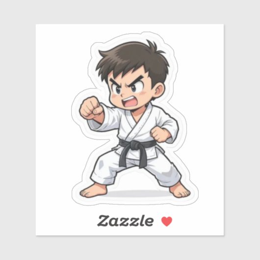 Karatestudent slaat sticker (Vel)