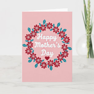 Kard met scharlaken bloemen hartpatroon kaart