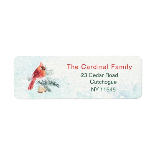 Kardinaal bindweefsel geeft sneeuwterugzendlabel etiket (Voorkant)