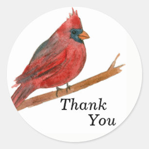 Kardinaal Bird Dank je Waterverf Wildlife Ronde Sticker
