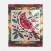 Kardinaal Bird Quilt, fleece deken – Levendig rood (Voorkant)
