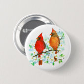 Kardinaal Birds Dogwood Tree Ronde Button 5,7 Cm (Voorkant /achterkant)