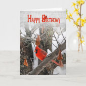 Kardinaal Birthday Kaart (Gele Bloem)