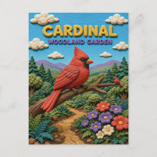 Kardinaal, Bos Tuin Klei Kunst Briefkaart