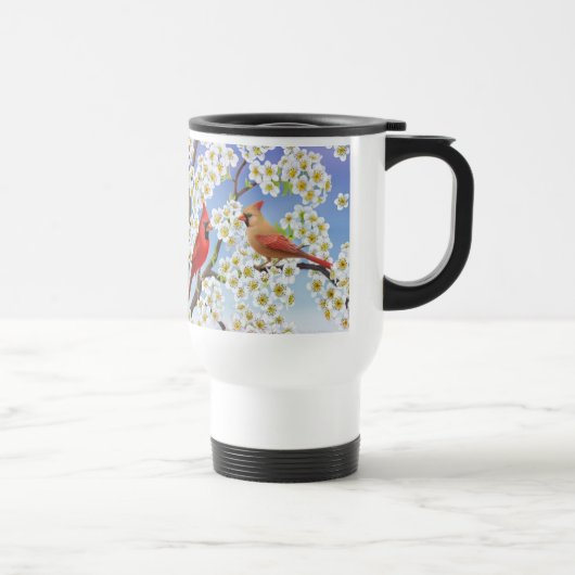 Kardinaal Coupe in Flowering Tree Travel Mug Reisbeker (Rechts)
